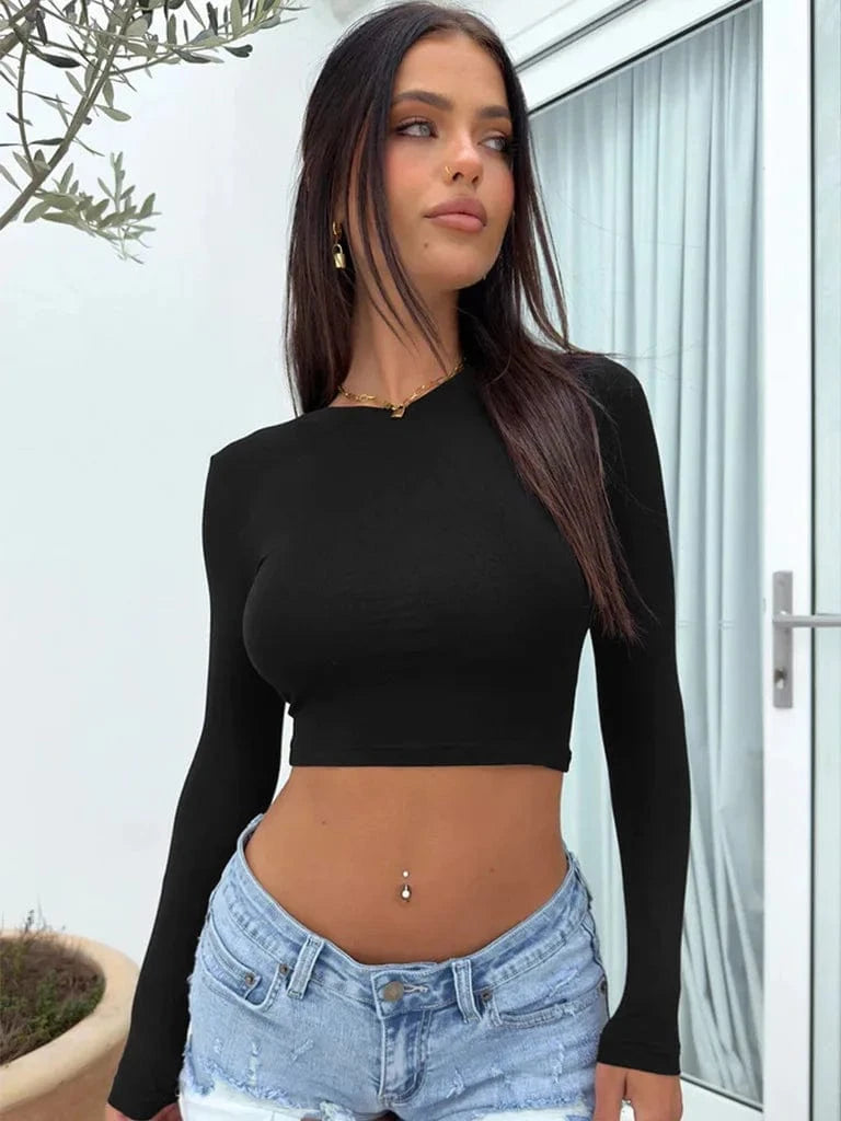 L / 6 2024 New Design Quickly Dry Nylon Y2k Clothing Girls Womens Summer Sexy Round Neck Top Femme Sexy