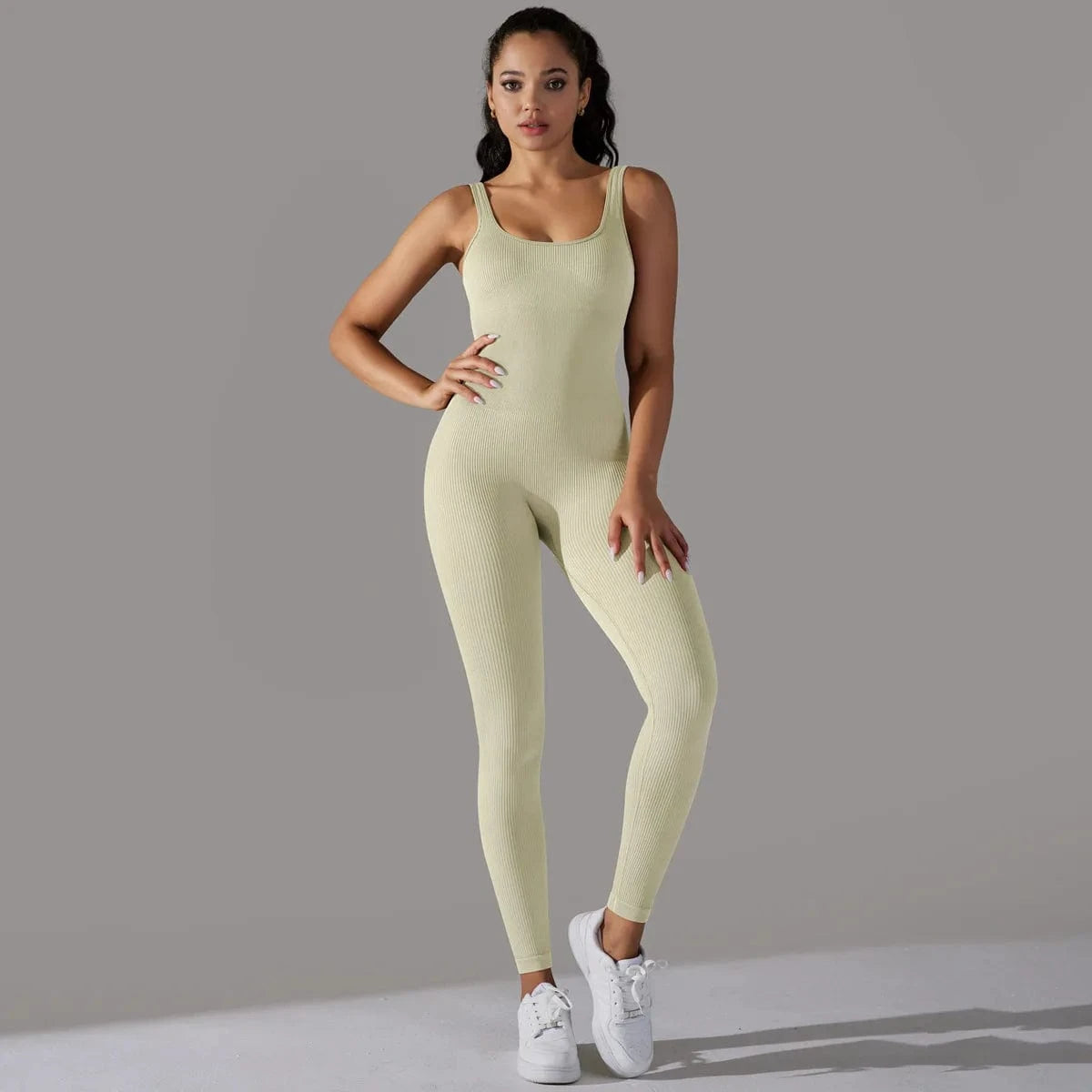 L / 7 7 Colors Seamless Ribbed Women Yoga Jumpsuit Gym Fitness Wear Workout Clothes Sportswear Yoga BodySuits One Piece Tracksuit