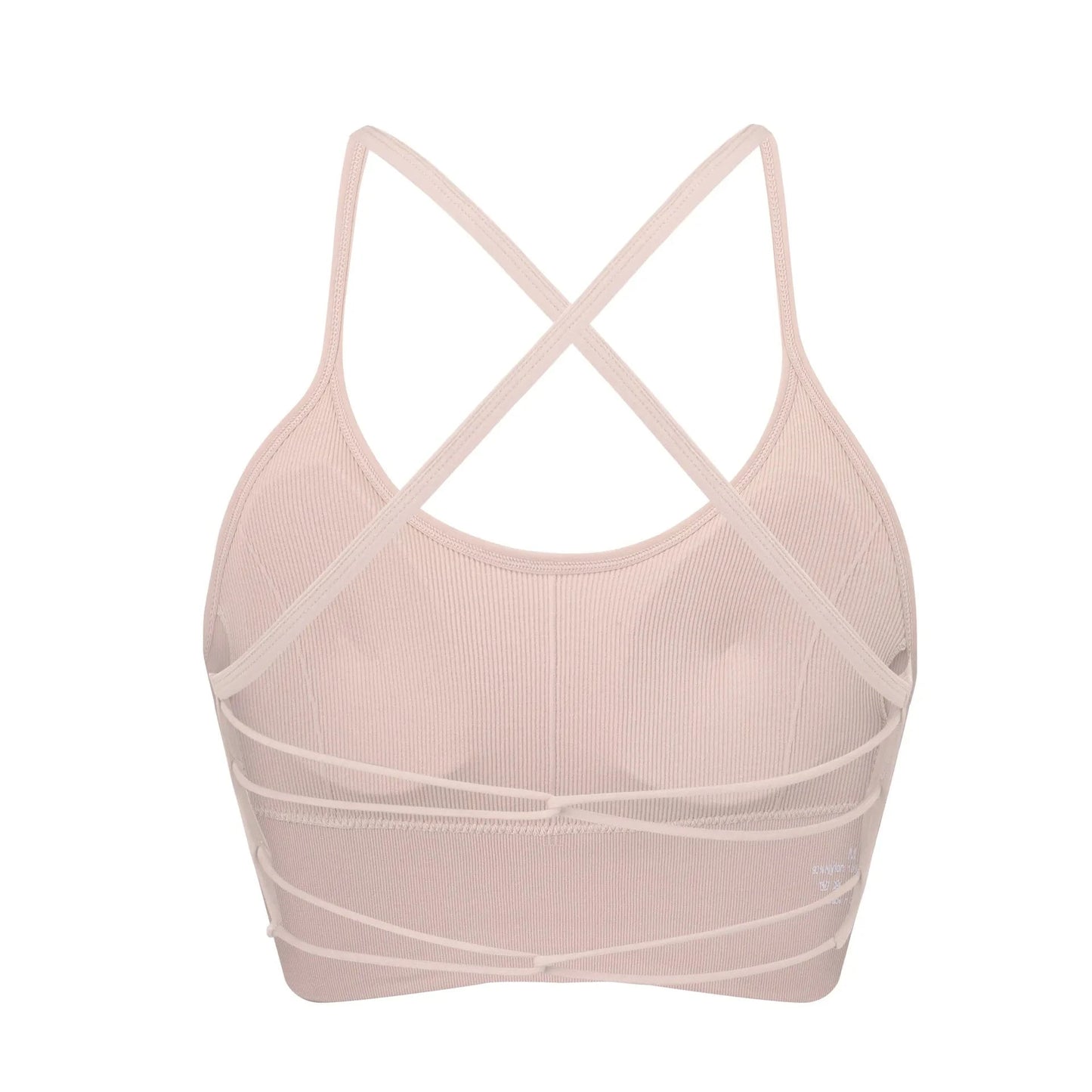 L / Beige 2024 Women yoga bra backless adjustable straps athletic gym fitness workout top sexy sports bra