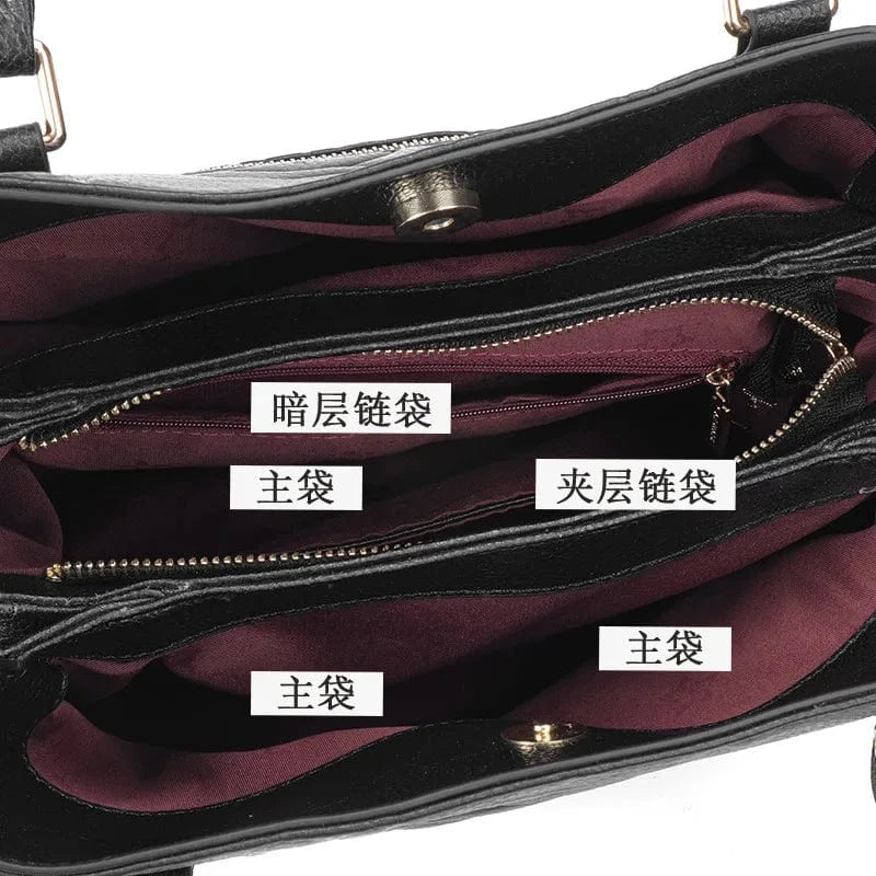 L / Black 2ndr Brand Wholesale Women Hand Bags Luxury Ladies Genuine Leather Handbags With Zipper Manufacturer