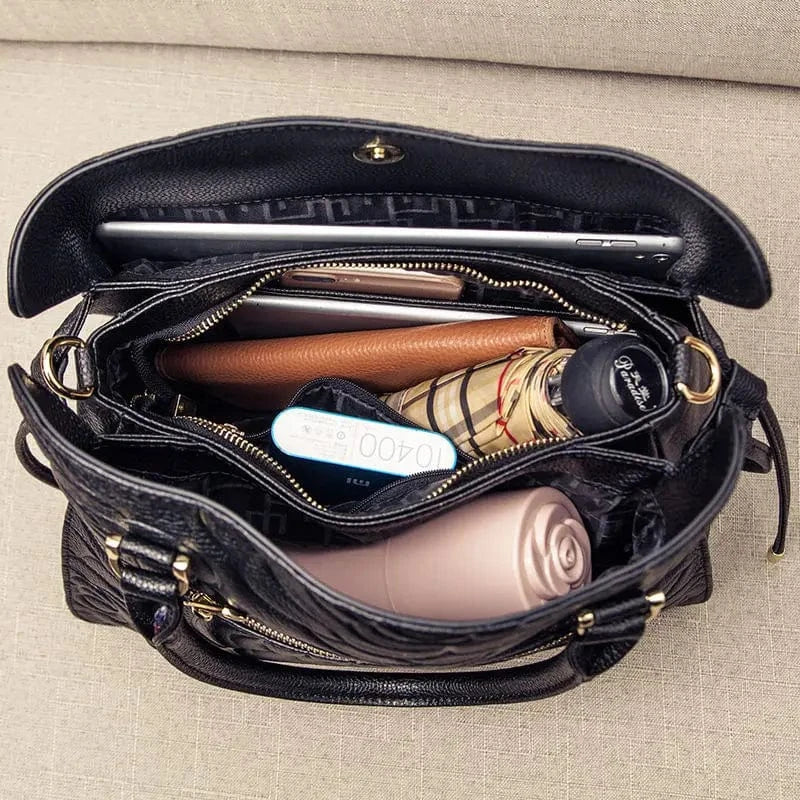 L / Black 2ndr Brand Wholesale Women Hand Bags Luxury Ladies Genuine Leather Handbags With Zipper Manufacturer