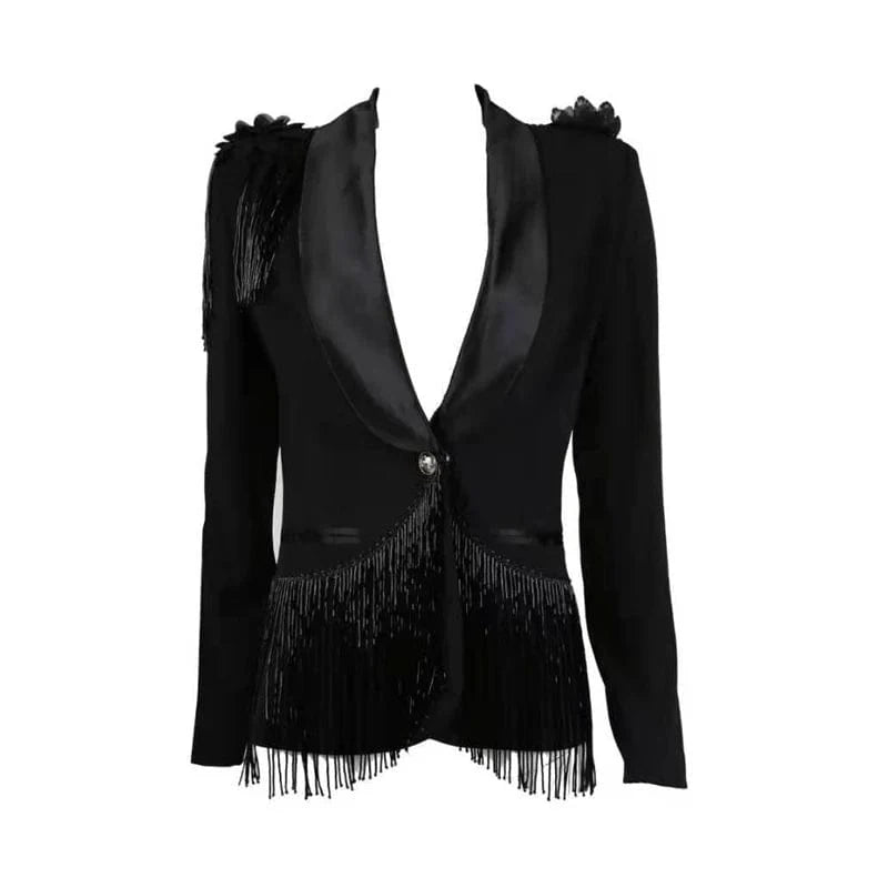 L / Black Celebrity Evening Runway Nightclub Sexy Party Active Sequin Jackets Women fashion plus size Winter Jacket