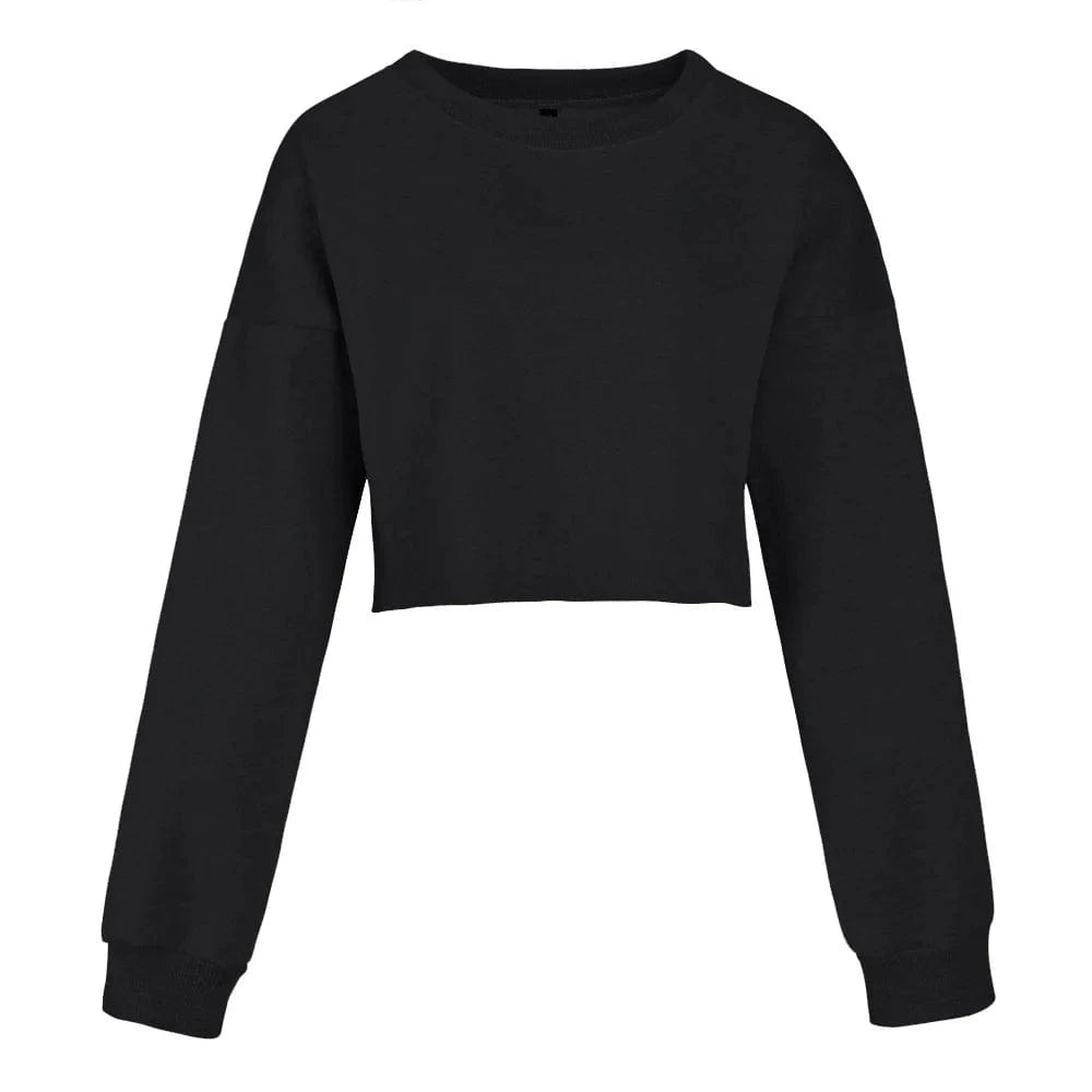 L / Black Crop Top Yoga Workout Long Sleeve Shirt Gym Coat Running Sports Jacket Fitness For Women