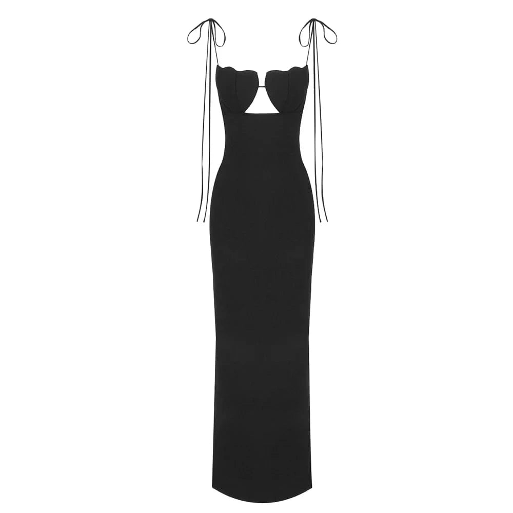 L / Black New Arrivals Women's Bodycon Spaghetti Strap Sleeveless Bandage Party Evening Dresses