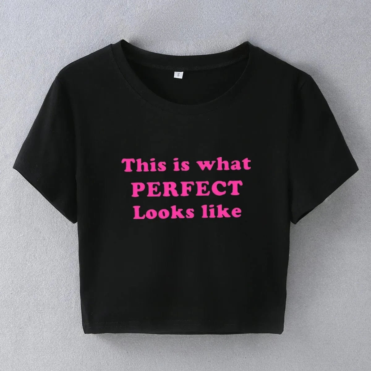 L / Black / Spandex / Polyester Bomblook Z703TP Summer Y2K Crop Tops Short Sleeve Clothes Tank Tops Casual Streetwear Print T-shirt For Women 2024