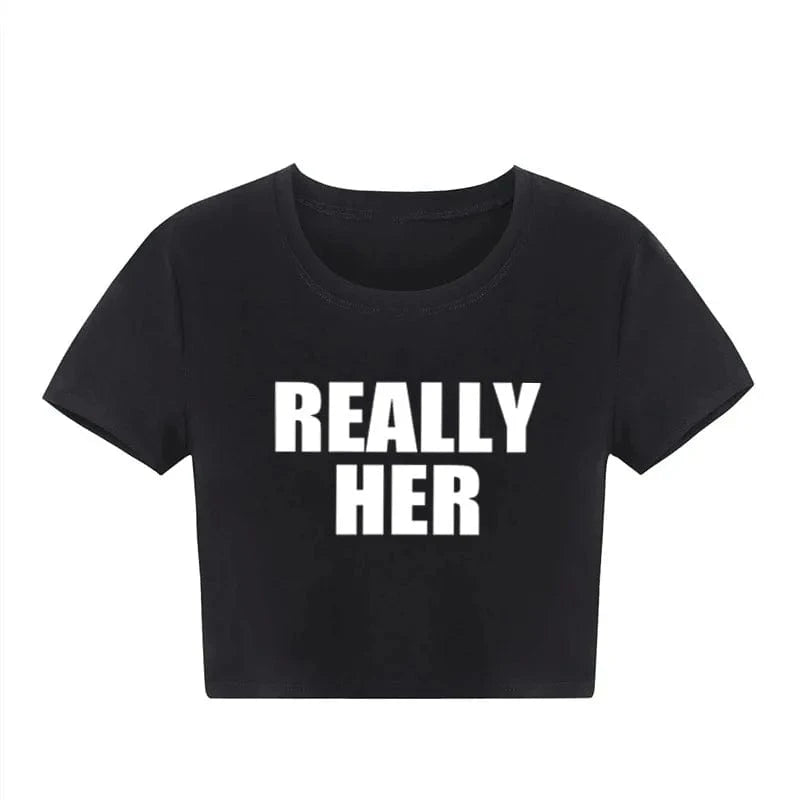 L / Black / Spandex / Polyester Bomblook Z808TP Top Selling Letter Pattern Printed Crew Neck Crop Top Selling Products 2024 Women Short Sleeve Top Streetwear