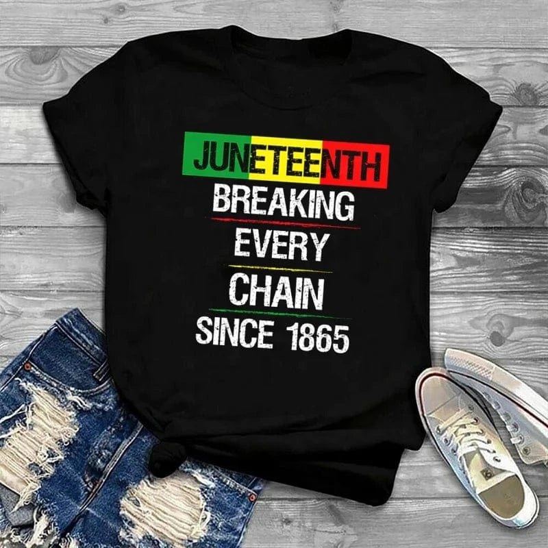 L / Black-T24-10953147 Wholesale Juneteenth Is My Independence Black Afro Women T-Shirt Woman Clothing Ladies Tshirt Graphic Tee Shirt