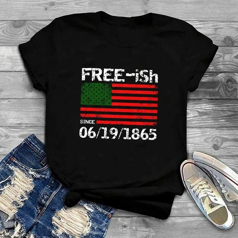 L / Black-T24-11175199 Wholesale Juneteenth Is My Independence Black Afro Women T-Shirt Woman Clothing Ladies Tshirt Graphic Tee Shirt