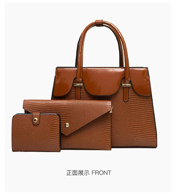 L / brown ARUBBIT Brand Designer Ladies Handbags Famous 3 Piece Set Women Leather Hand Bag Bolsos 3 Piezas