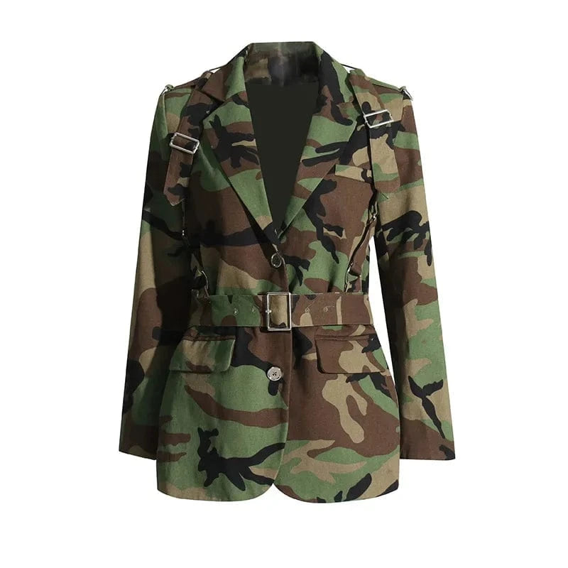 L / camouflage GX7583 Fashion 2024 Spring Autumn ladies coat clothing boutique lapel neck long sleeve camouflage jacket women