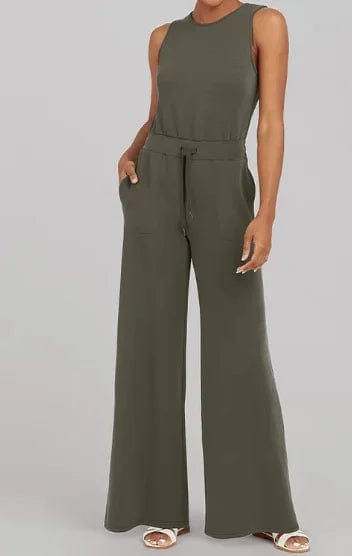 L / color 1 Liu Ming Hot Selling Wholesale Women Casual Sleeveless Solid Color Bodysuit Wide Leg Loose Long Pants Bodycon Jumpsuits