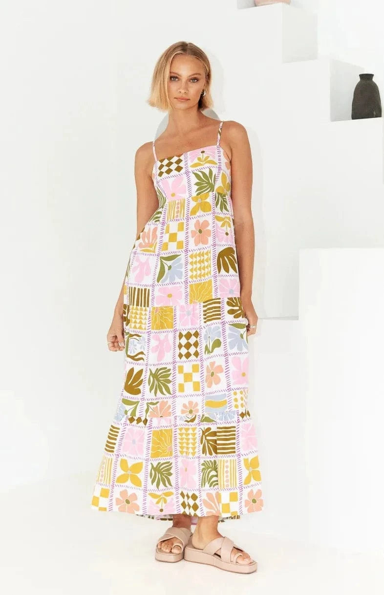 L / color 1 Summer Holiday Dress Women Casual Sleeveless A-Line Party Long Dress Boho Casual Sleeveless Party Dress 2024
