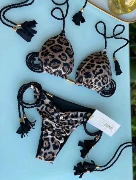 L / Color 19 2024 Thong Bikini Set Swimsuit Woman Sexy Bathing Suits Two Piece Bikinis Triangle Bandage Female Beachwear
