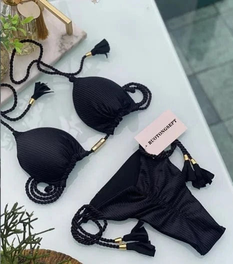 L / Color 20 2024 Thong Bikini Set Swimsuit Woman Sexy Bathing Suits Two Piece Bikinis Triangle Bandage Female Beachwear
