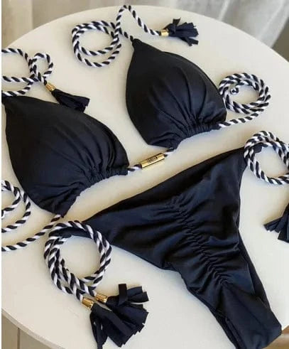 L / Color 5 2024 Thong Bikini Set Swimsuit Woman Sexy Bathing Suits Two Piece Bikinis Triangle Bandage Female Beachwear