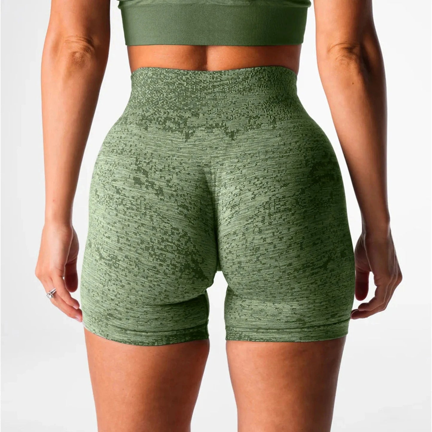 L / dark green Women's Active Running Exercise Shorts Soft Stretchy Seamless Spandex/Nylon Four-Way Stretch Plus Size Fitness Pants Sexy