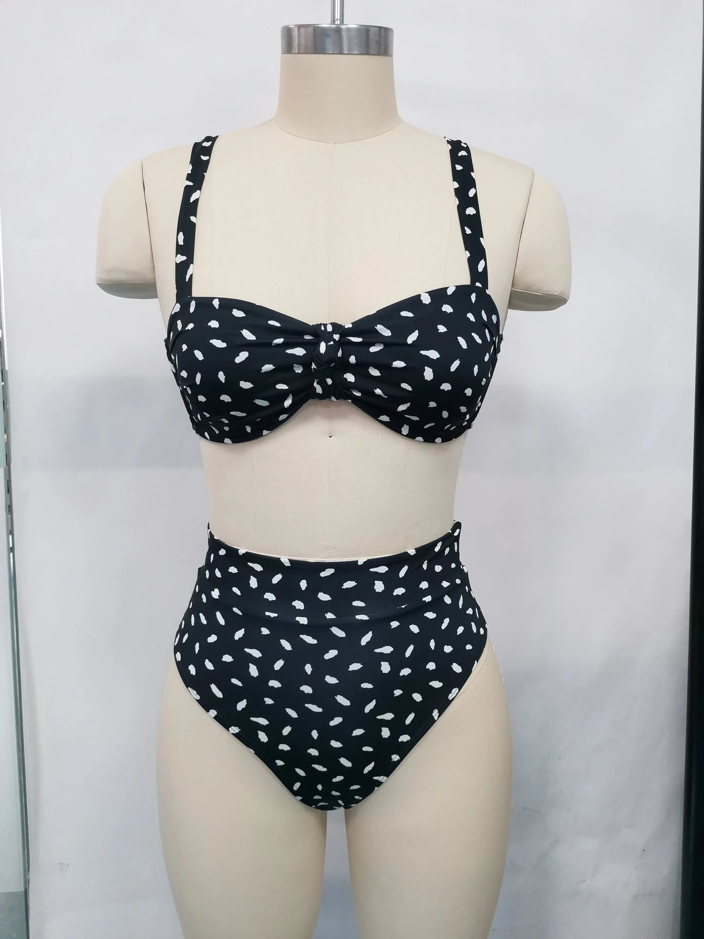 L / dot Explosive Split Swimsuit New Solid Color Striped High Waist Sexy Bikini Set Woman Bikinis & Beachwear Swimwear 2024