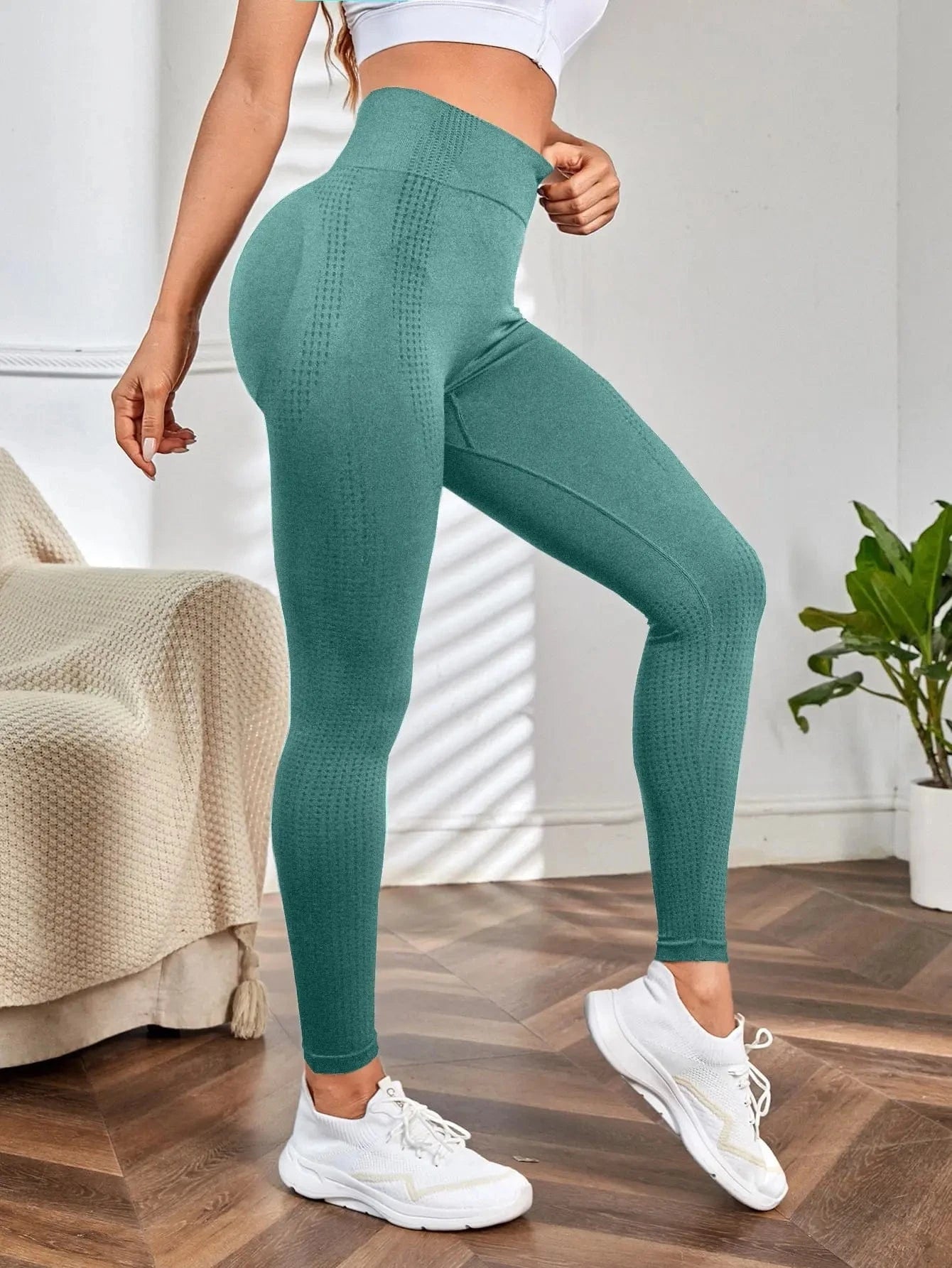 L / Green tuta donna sport Wholesale Seamless Women's Yoga Set Fitness Long Sleeve Crop Top High Waist Leggings Tracksuit Workout Activewear Workout Wear