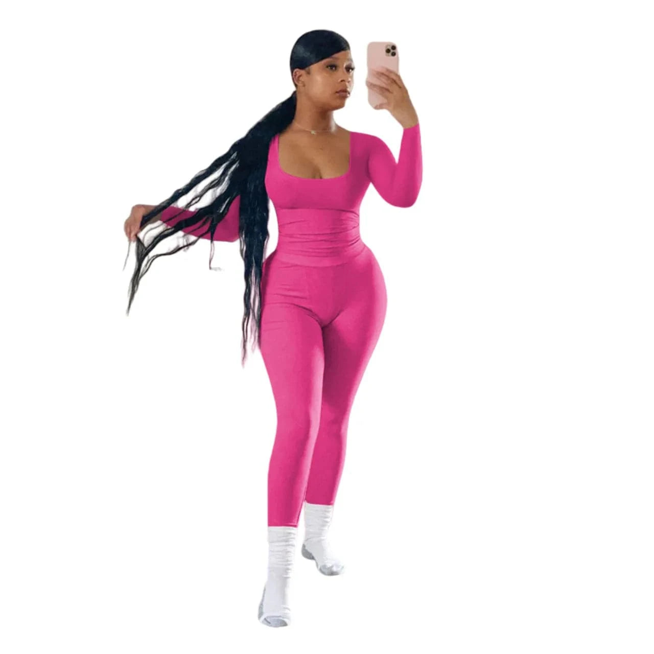 L / Hot pink Custom Logo Wholesale Ribbed 2 Piece Knit Set Women Spring 2024 Full Woman Pants and Top Outfit Ladies Knitted Suit