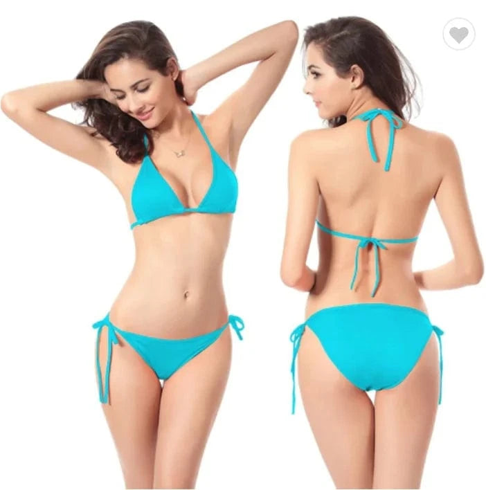 L / lake blue Liu Ming Hot Selling Wholesale OEM Cheap Women Sexy More Solid Colors Swimsuit Swimwear Bikini