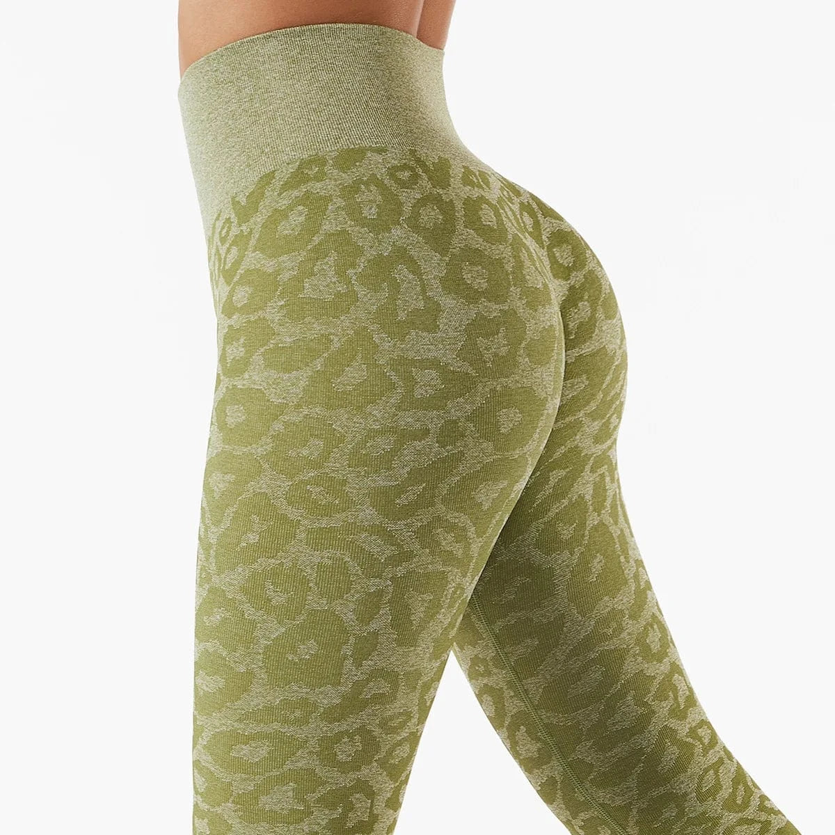 L / Leopard Green 2024 Leopard Fitness Gym Leggings Women Yoga Pants Seamless High Waist Scrunch Butt Sports Running Tights Trousers Sportswear