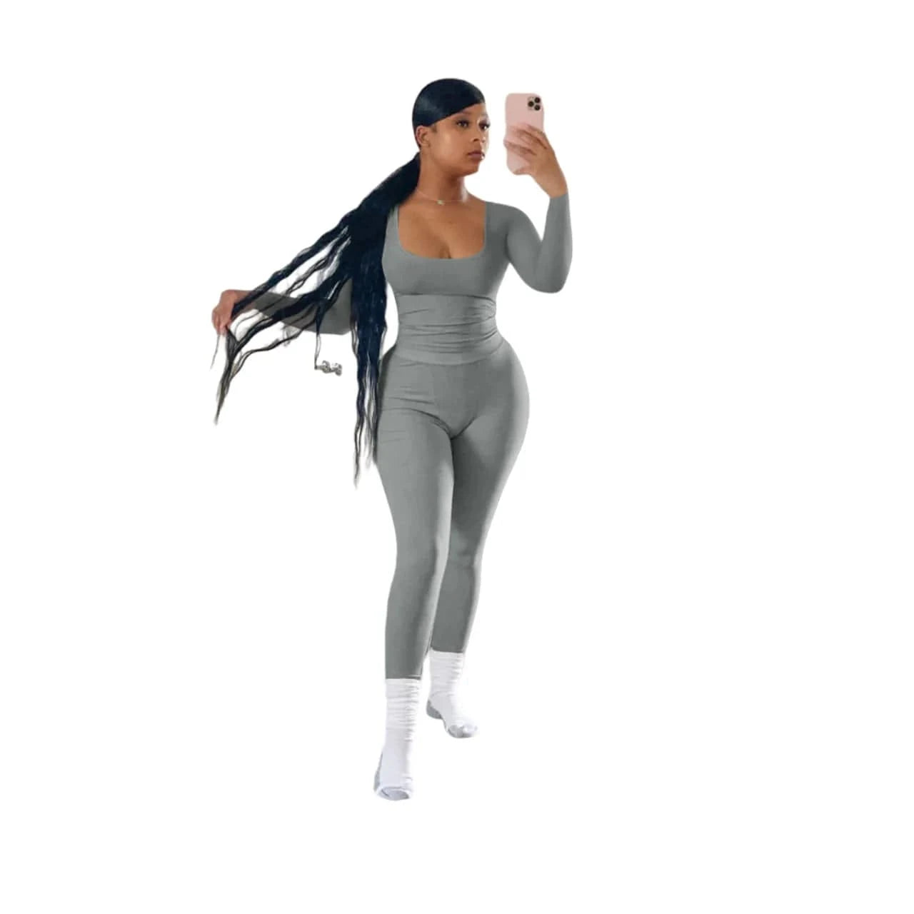 L / Light gray Custom Logo Wholesale Ribbed 2 Piece Knit Set Women Spring 2024 Full Woman Pants and Top Outfit Ladies Knitted Suit