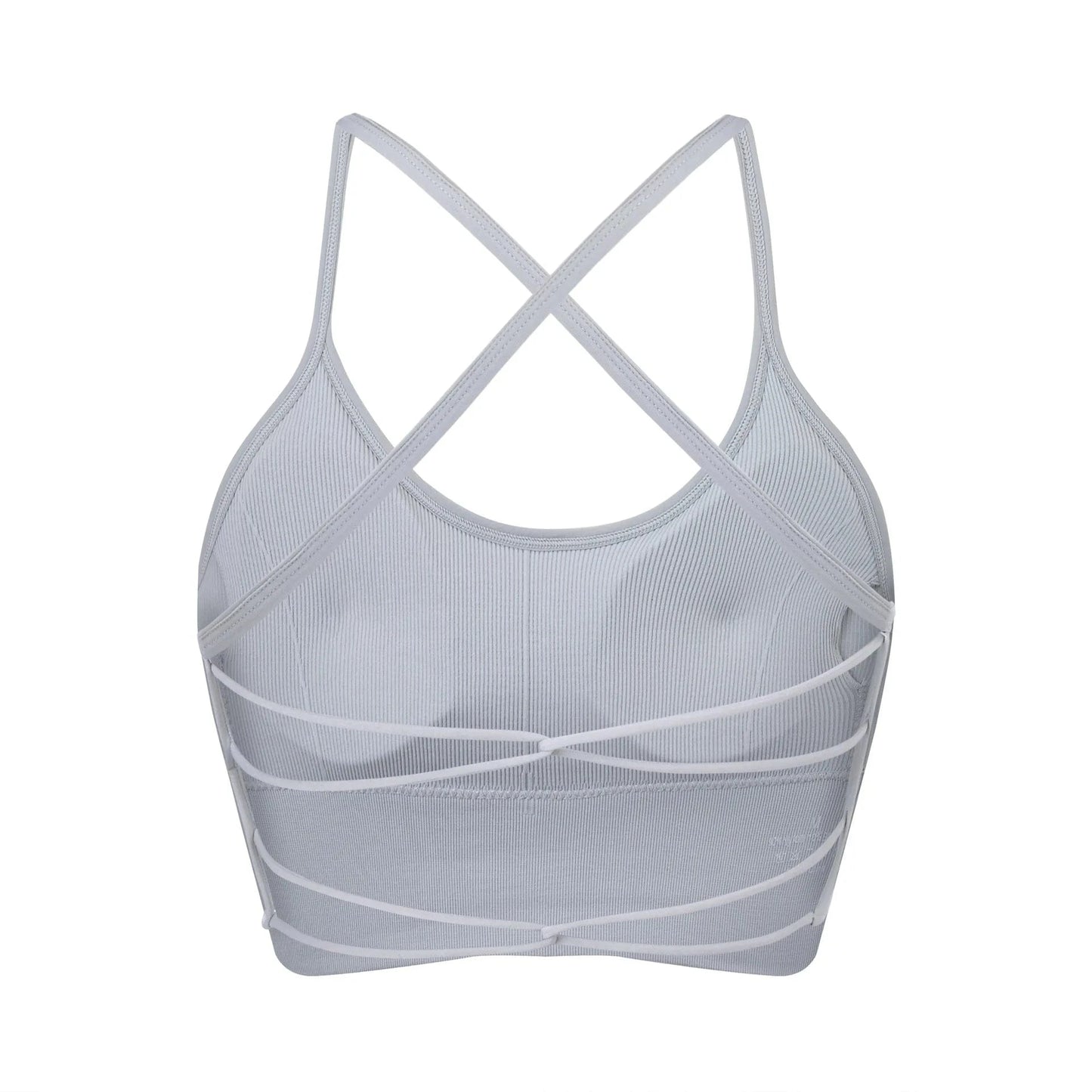L / light grey 2024 Women yoga bra backless adjustable straps athletic gym fitness workout top sexy sports bra