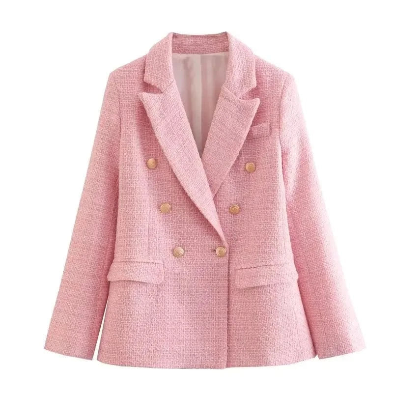 L / Pink 2024 Latest European And America Candy Color Bodycon Long Sleeve Woman Oversize Blazer Jacket Women
