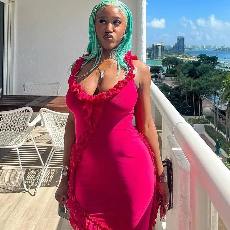 L / Pink Bomblook ASDS177 Irregular Sexy Dresses Women Night Birthday Dresses Women Party Dresses Women