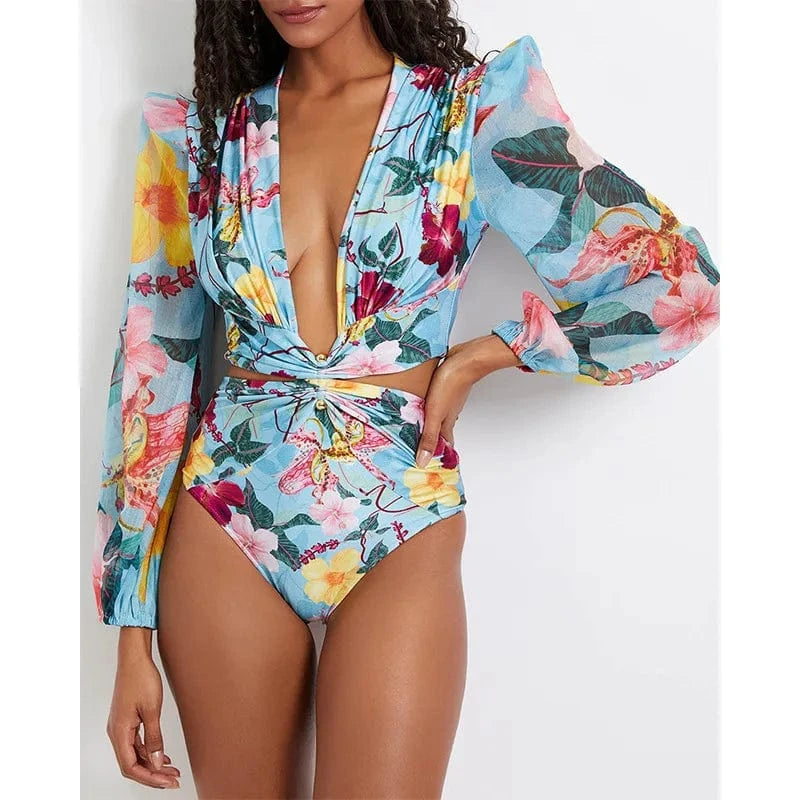 L / print 3 2024 long sleeves swimwear women one piece custom swimsuit beachwear plus size high quality wholesale bikini monokini