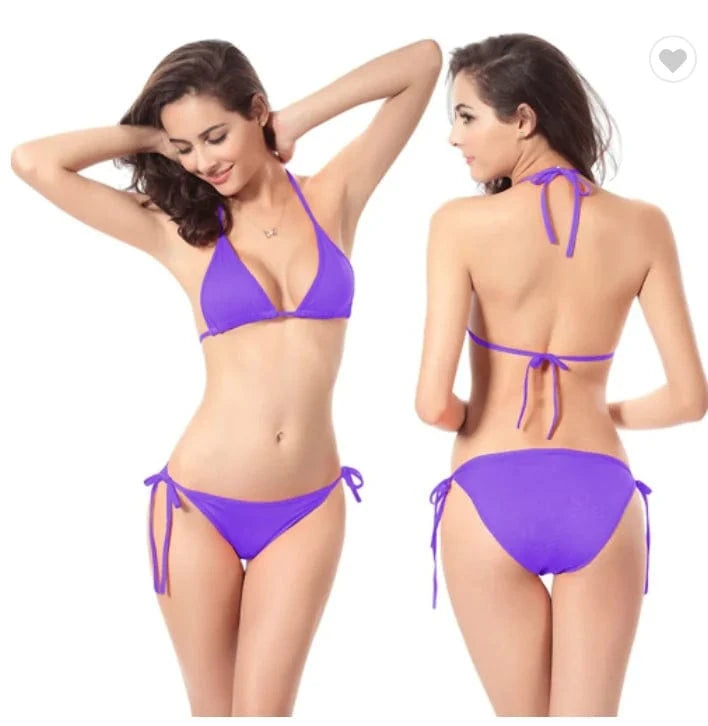 L / Purple Liu Ming Hot Selling Wholesale OEM Cheap Women Sexy More Solid Colors Swimsuit Swimwear Bikini
