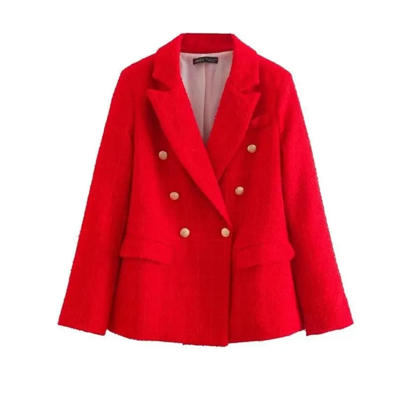 L / Red 2024 Latest European And America Candy Color Bodycon Long Sleeve Woman Oversize Blazer Jacket Women