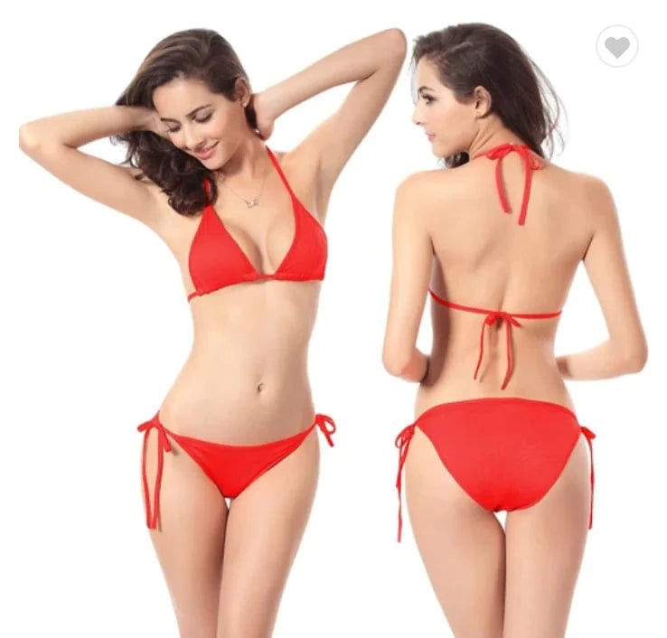 L / Red Liu Ming Hot Selling Wholesale OEM Cheap Women Sexy More Solid Colors Swimsuit Swimwear Bikini