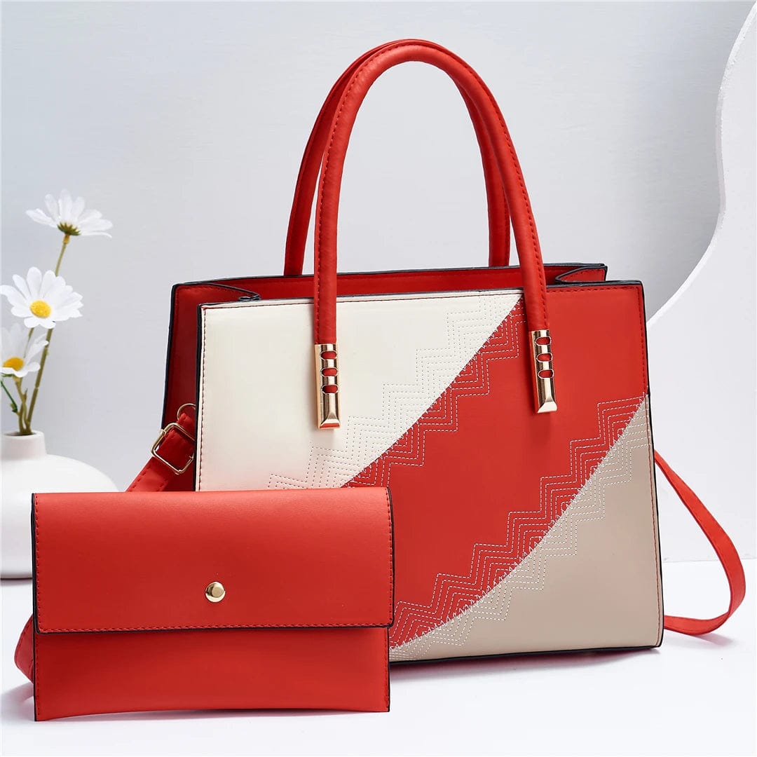 L / Red new square shoulder cross body bag custom women hand bags wholesale bags women ladies large capacity Set handbags