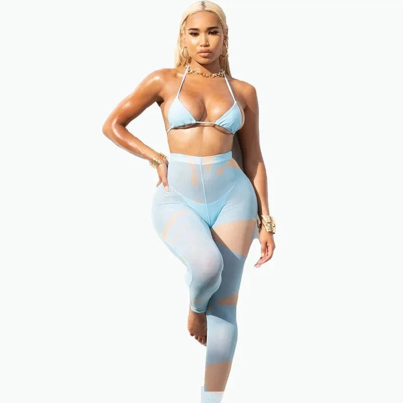 L / Set-pants 2022 Hot Selling bathing suit 3 piece swimming beach wear beachwear mesh sexy designer swimsuits women swimwear bikini set