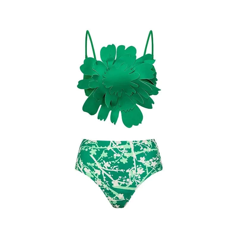 L / Three-dimensional flower bikini DAMOCHIC Three-dimensional flower Swimwear Summer Sexy Backless Bikini Adjustable thin shoulder strap Bathing Suit 2023