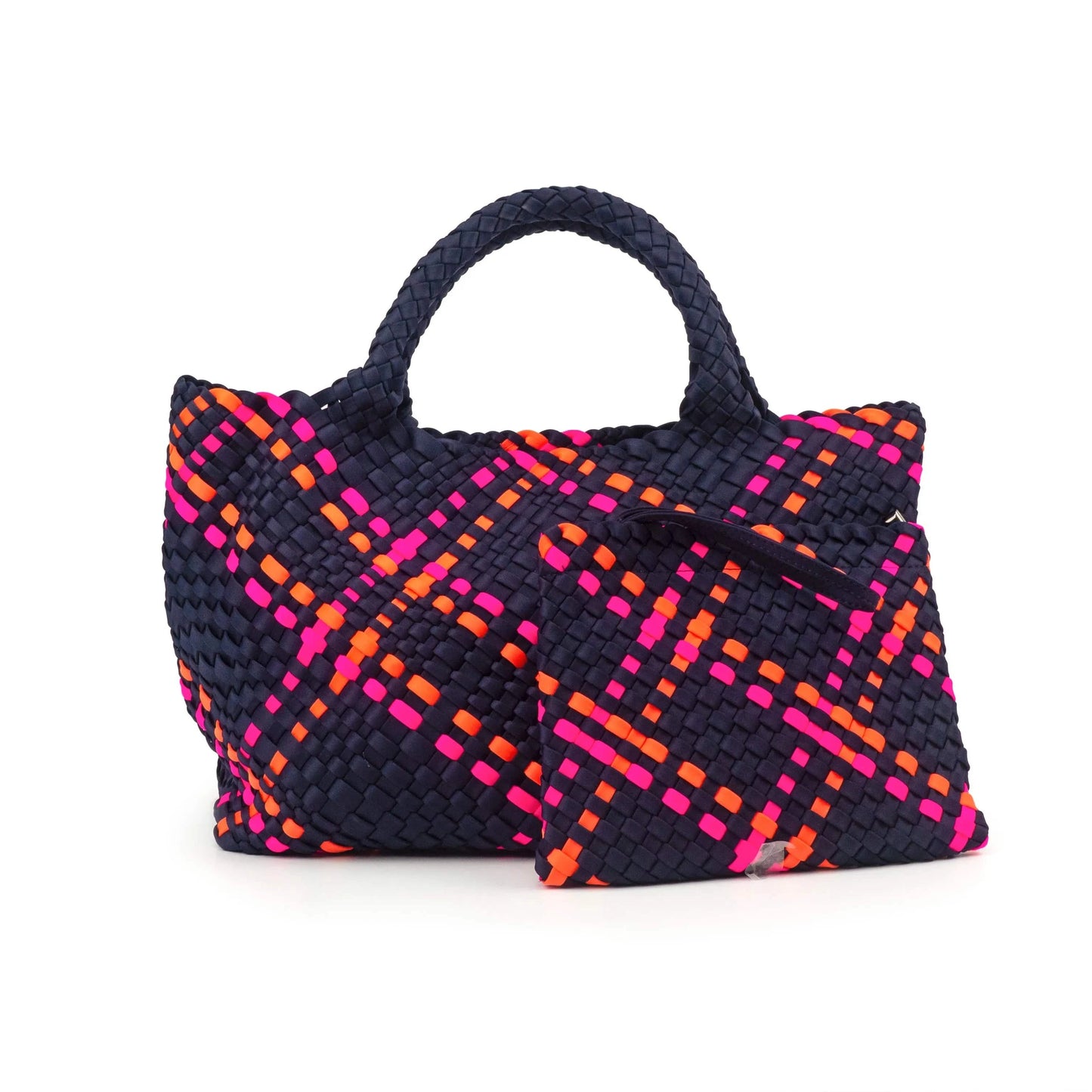 L W003 2024 neoprene woven tote bags weave neoprene crossbody purse beach bag with small pouch custom bag