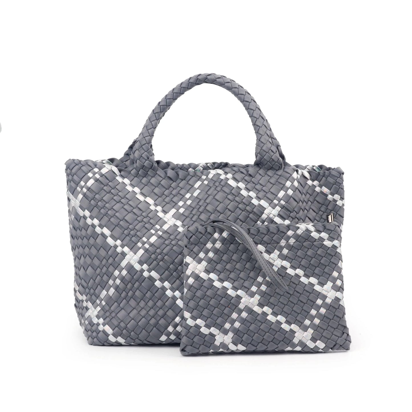 L W006 2024 neoprene woven tote bags weave neoprene crossbody purse beach bag with small pouch custom bag