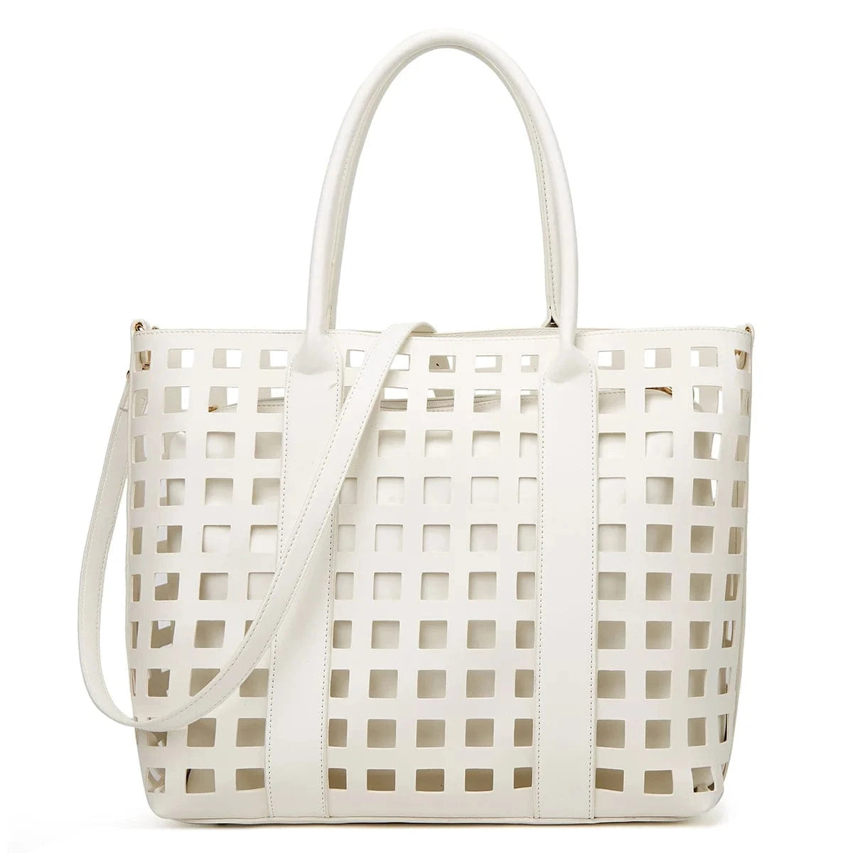 L / White Drop Shipping Lady Women Beach Vintage Large Capacity Tote Shoulder Hand Bag Sets Handbags