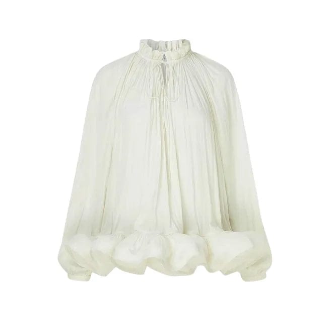 L / White OUDINA New Women's Fashionable Casual Long Sleeve Diamond Chain Crop Tops Shirt Blouse Women