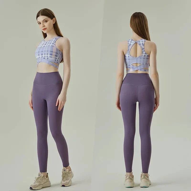 L / XK18+HN90Y4 BESTWAYCLOX Romantic Yoga Suit Set Summer Sportswear Shockproof High Strength Fitness Quick Drying Tank Top Yoga Set 2024 custom