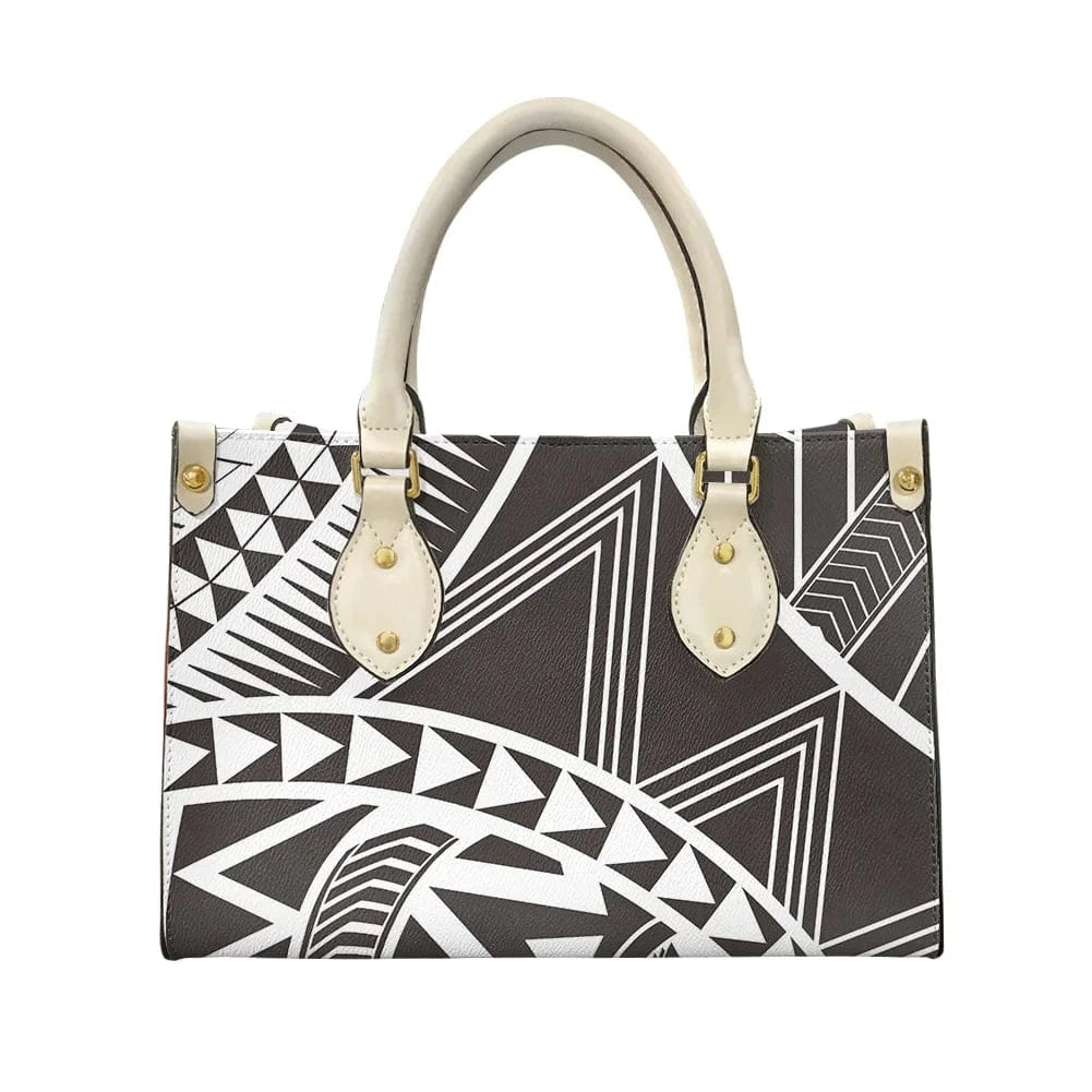 L / XMZDXF219 2023 Luxury Handbags for Women Polynesia Tribal Black and Pink Women's Shoulder Bags Top Handle Satchel Tote Work Bag with Strap