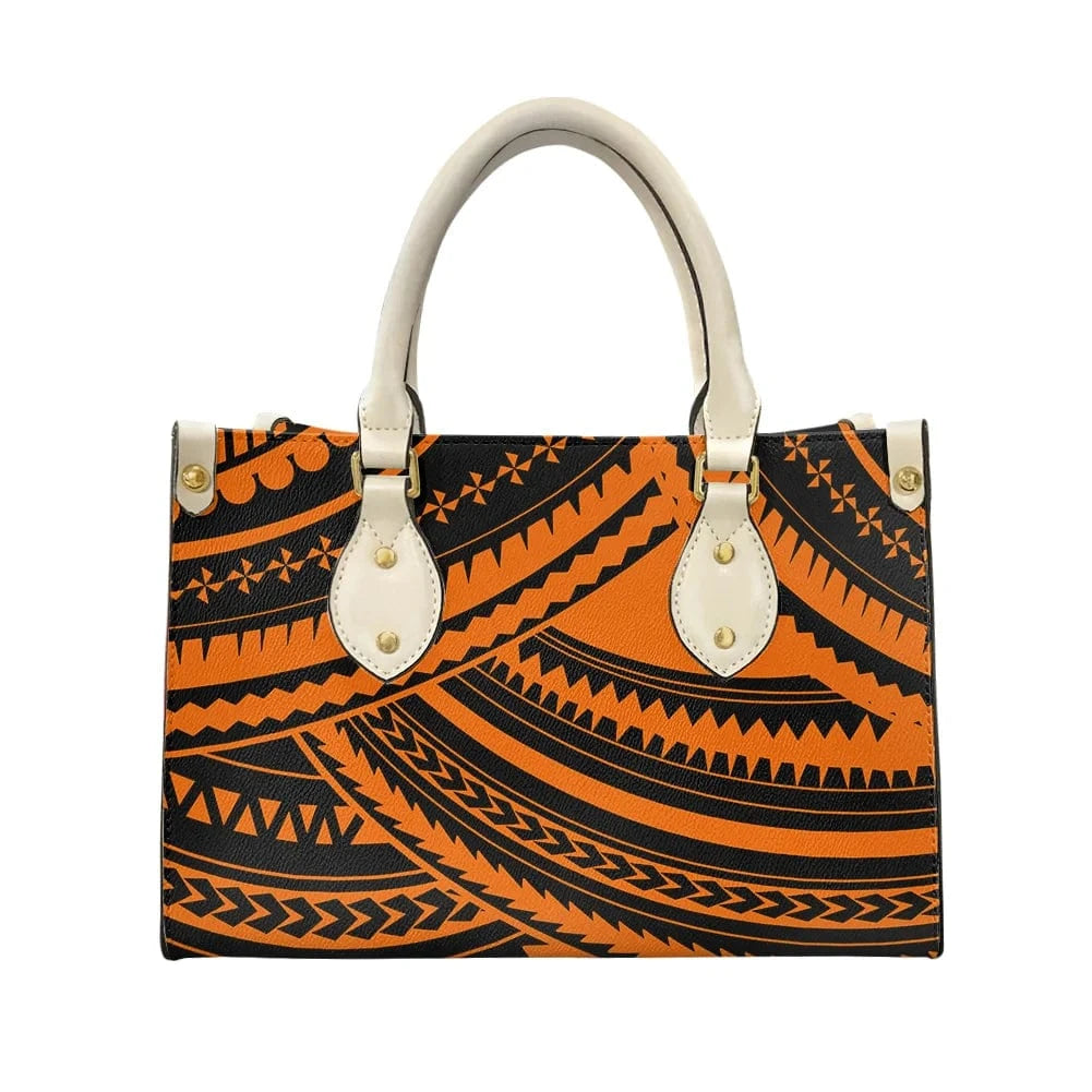 L / XMZDXF223 2023 Luxury Handbags for Women Polynesia Tribal Black and Pink Women's Shoulder Bags Top Handle Satchel Tote Work Bag with Strap