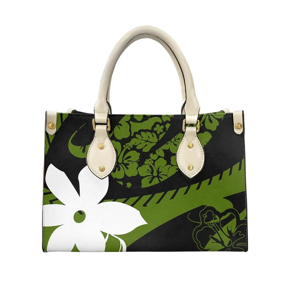 L / XMZDXF234 2023 Luxury Handbags for Women Polynesia Tribal Black and Pink Women's Shoulder Bags Top Handle Satchel Tote Work Bag with Strap
