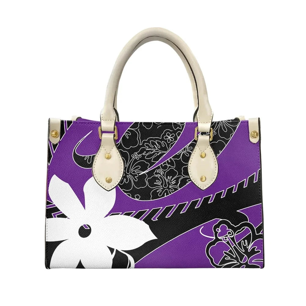 L / XMZDXF236 2023 Luxury Handbags for Women Polynesia Tribal Black and Pink Women's Shoulder Bags Top Handle Satchel Tote Work Bag with Strap