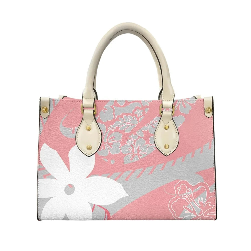 L / XMZDXF238 2023 Luxury Handbags for Women Polynesia Tribal Black and Pink Women's Shoulder Bags Top Handle Satchel Tote Work Bag with Strap