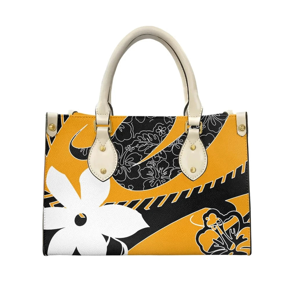 L / XMZDXF239 2023 Luxury Handbags for Women Polynesia Tribal Black and Pink Women's Shoulder Bags Top Handle Satchel Tote Work Bag with Strap