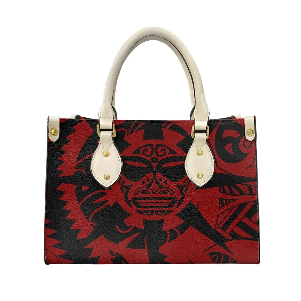 L / XMZDXF242 2023 Luxury Handbags for Women Polynesia Tribal Black and Pink Women's Shoulder Bags Top Handle Satchel Tote Work Bag with Strap