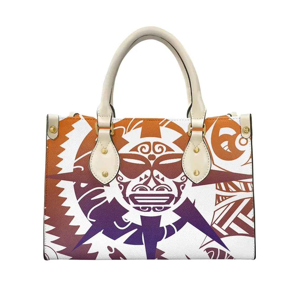L / XMZDXF245 2023 Luxury Handbags for Women Polynesia Tribal Black and Pink Women's Shoulder Bags Top Handle Satchel Tote Work Bag with Strap
