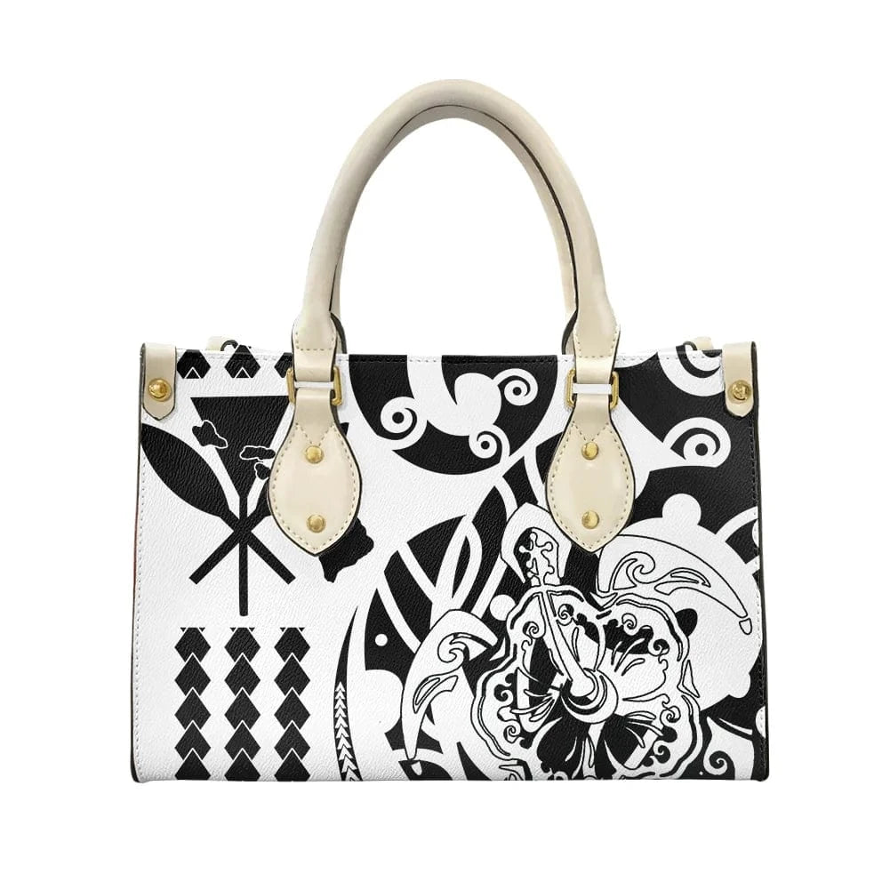 L / XMZDXF247 2023 Luxury Handbags for Women Polynesia Tribal Black and Pink Women's Shoulder Bags Top Handle Satchel Tote Work Bag with Strap